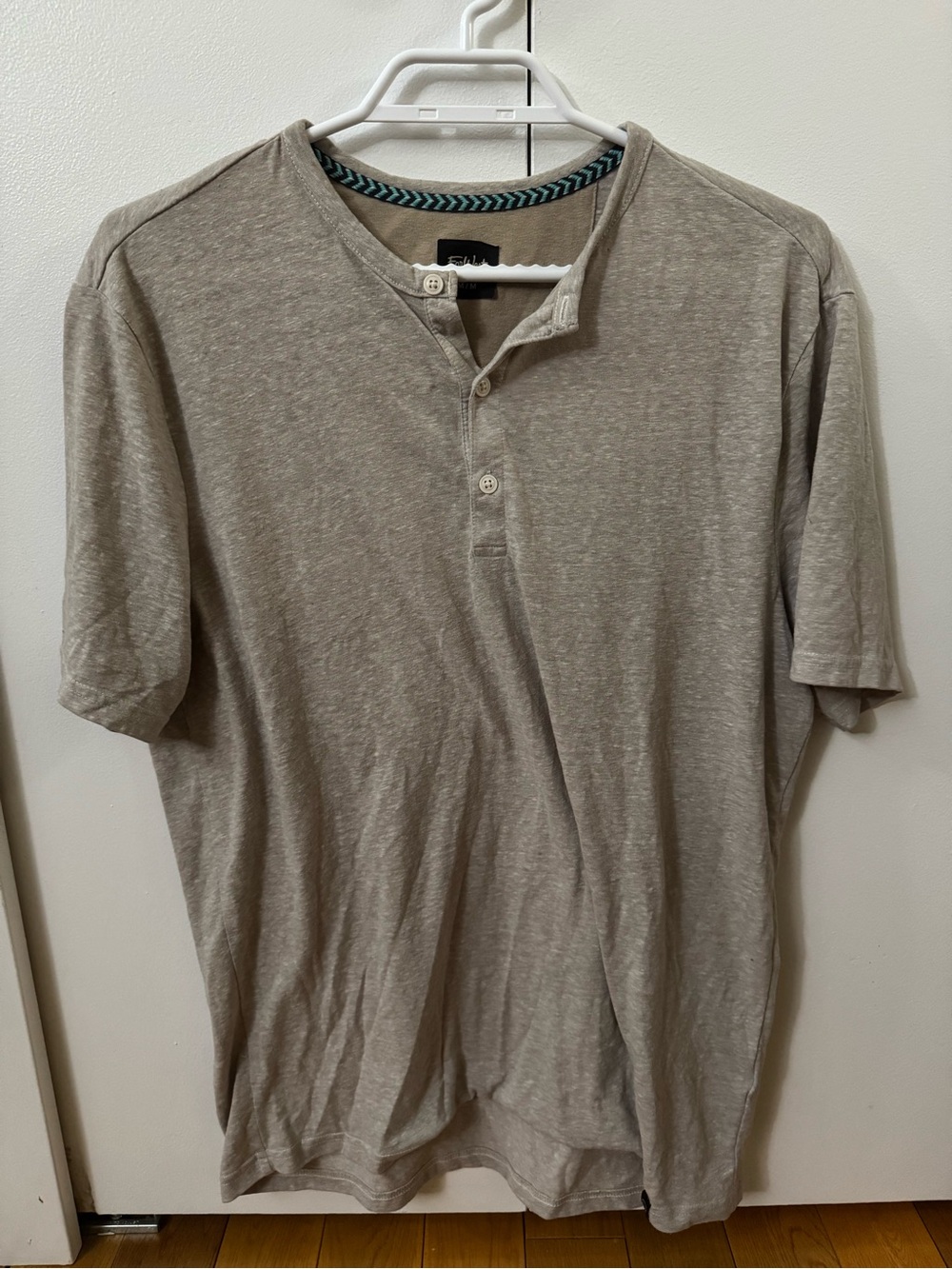 Men's Short Sleeve Henley Shirt - Light Taupe